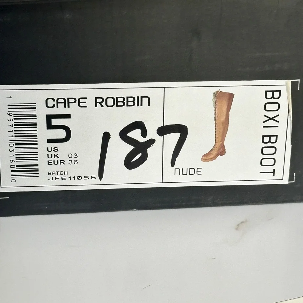 Cape Robbin Boxi Nude Over The Knee Rhinestone Lace‎ Up Lug Sole Boots Size 5